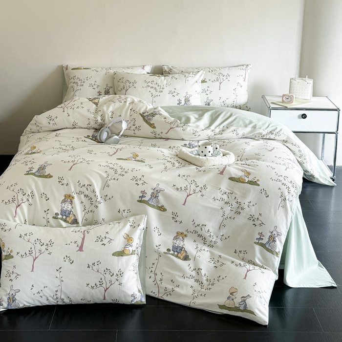 澳梵家居 2025新款全棉印花四件套 兔子派对