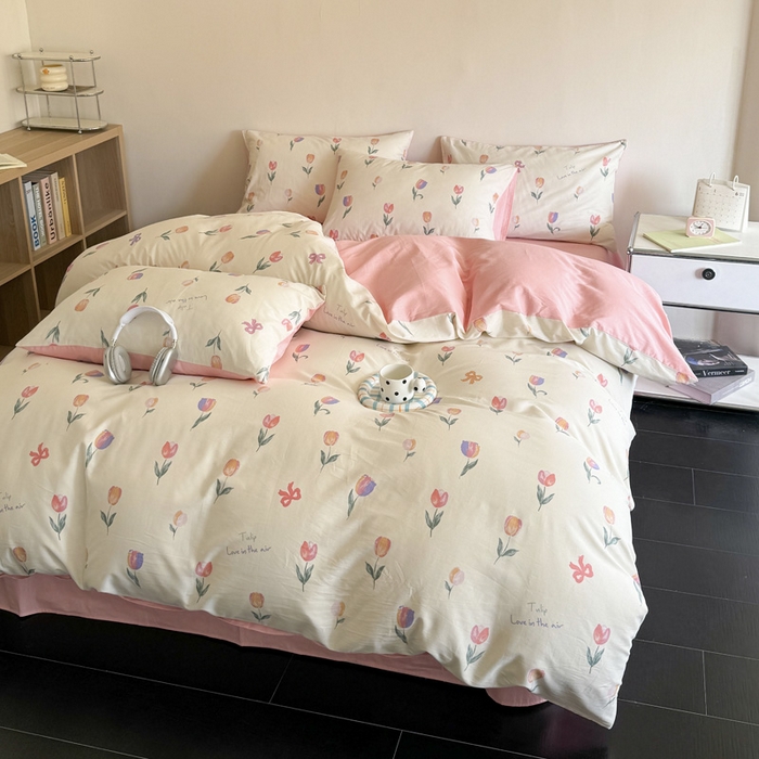 91家纺网 家纺一手货源 找家纺 澳梵家居 2025新款全棉印花四件套 郁金花语