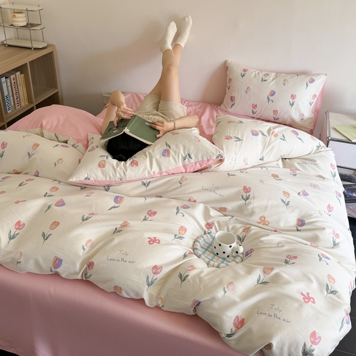 91家纺网 家纺一手货源 找家纺 澳梵家居 2025新款全棉印花四件套 郁金花语