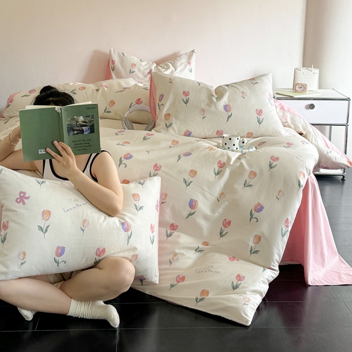 91家纺网 家纺一手货源 找家纺 澳梵家居 2025新款全棉印花四件套 郁金花语