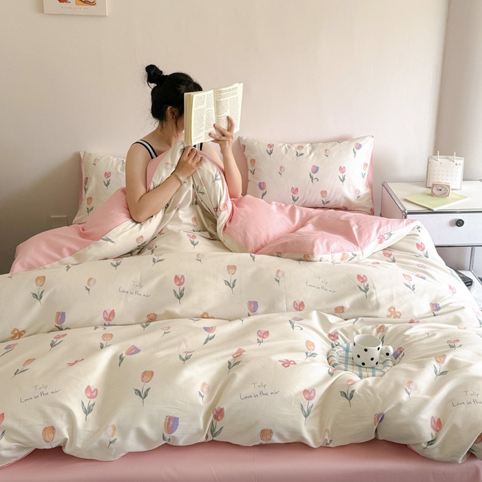 91家纺网 家纺一手货源 找家纺 澳梵家居 2025新款全棉印花四件套 郁金花语