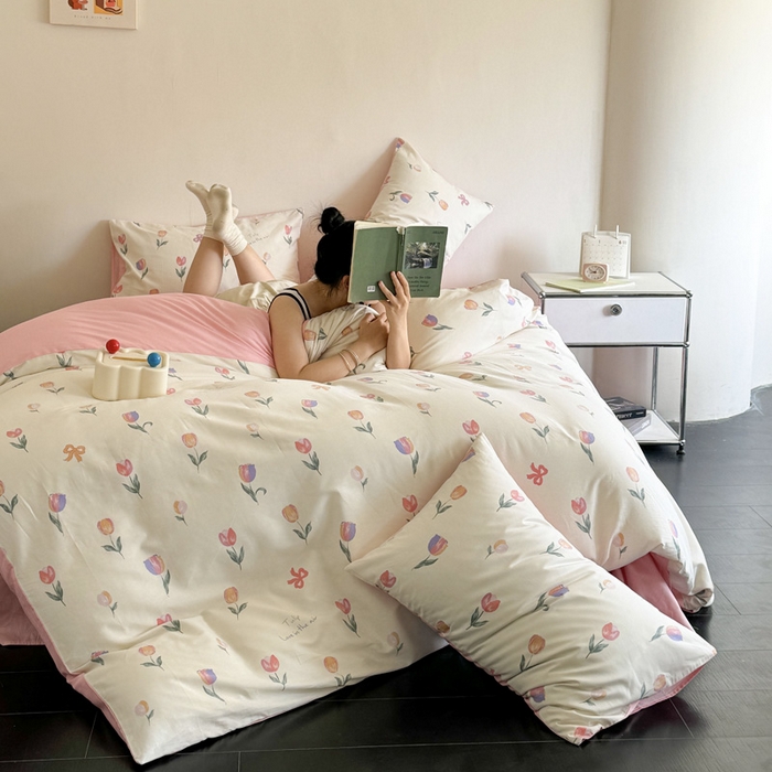 91家纺网 家纺一手货源 找家纺 澳梵家居 2025新款全棉印花四件套 郁金花语