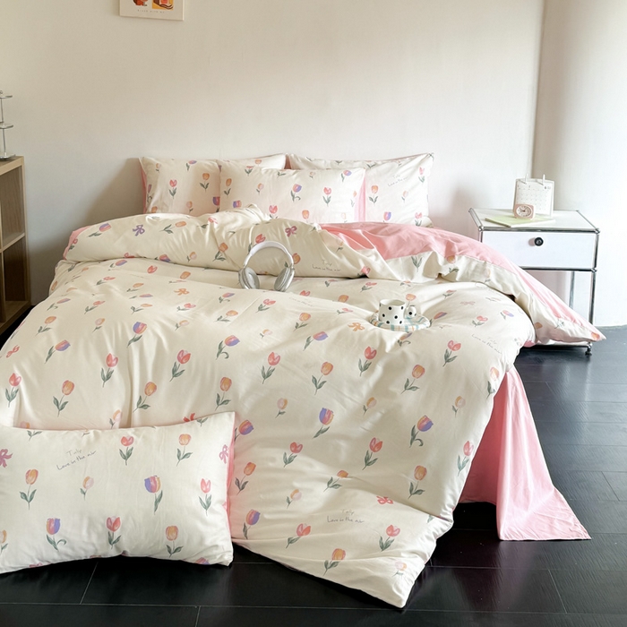 91家纺网 家纺一手货源 找家纺 澳梵家居 2025新款全棉印花四件套 郁金花语