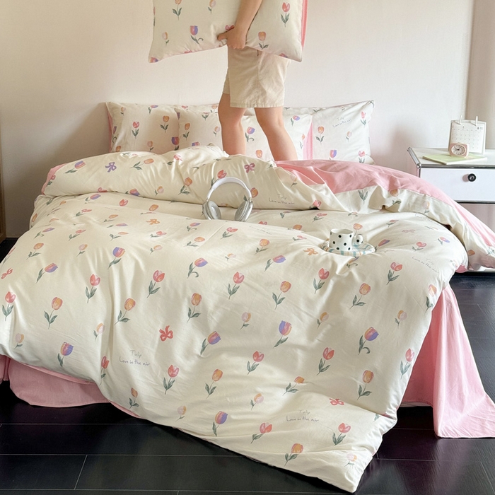 91家纺网 家纺一手货源 找家纺 澳梵家居 2025新款全棉印花四件套 郁金花语