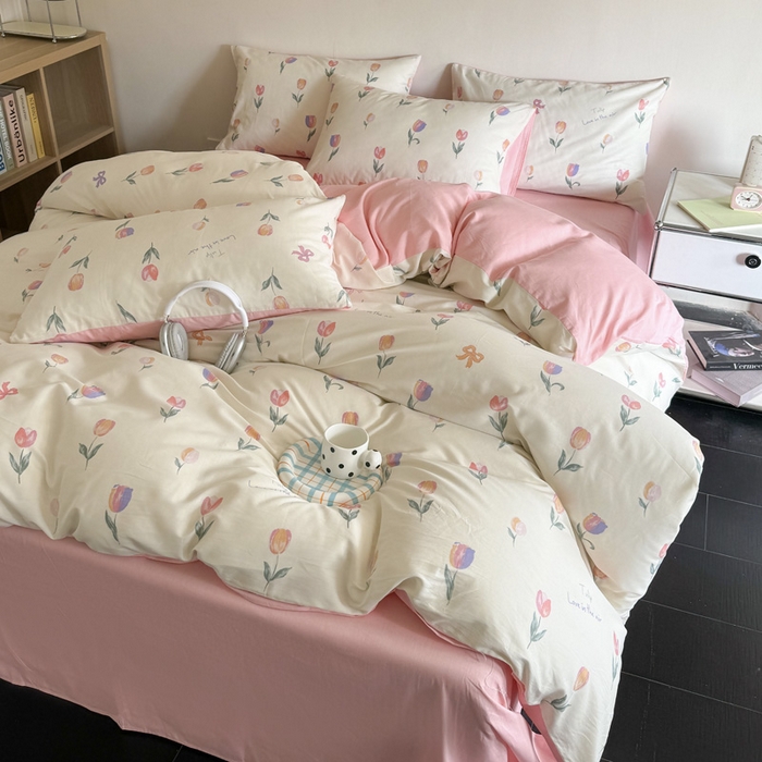 91家纺网 家纺一手货源 找家纺 澳梵家居 2025新款全棉印花四件套 郁金花语