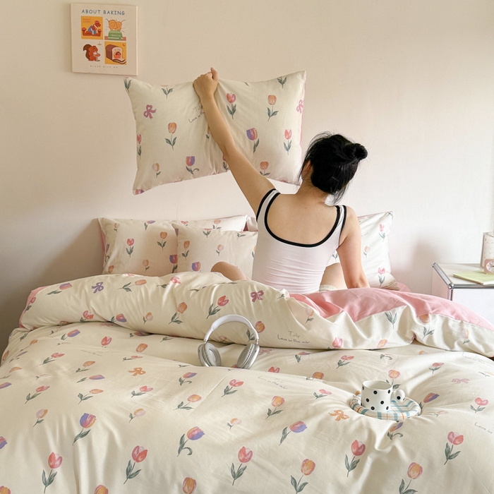 91家纺网 家纺一手货源 找家纺 澳梵家居 2025新款全棉印花四件套 郁金花语