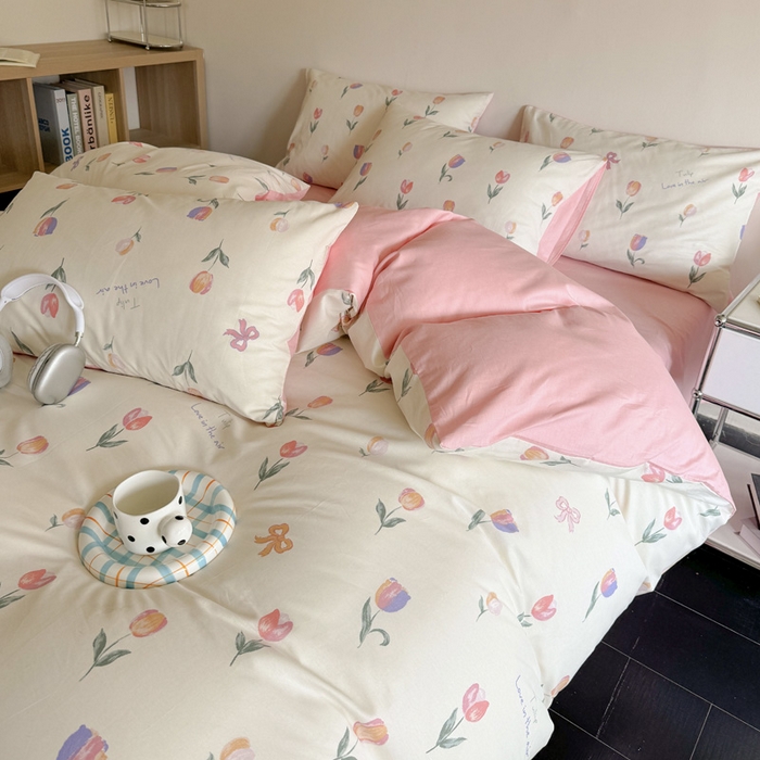 91家纺网 家纺一手货源 找家纺 澳梵家居 2025新款全棉印花四件套 郁金花语