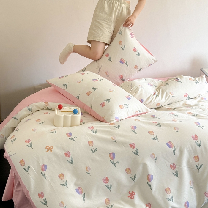 91家纺网 家纺一手货源 找家纺 澳梵家居 2025新款全棉印花四件套 郁金花语