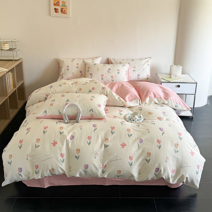 91家纺网 家纺一手货源 找家纺 澳梵家居 2025新款全棉印花四件套 郁金花语