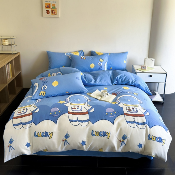 91家纺网 家纺一手货源 找家纺 澳梵家居 2025新款全棉印花四件套 宇航员