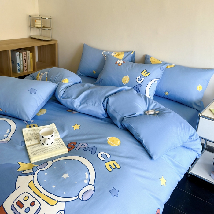 91家纺网 家纺一手货源 找家纺 澳梵家居 2025新款全棉印花四件套 宇航员