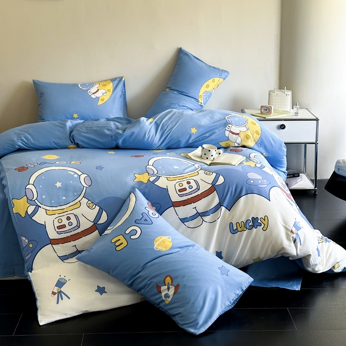 91家纺网 家纺一手货源 找家纺 澳梵家居 2025新款全棉印花四件套 宇航员