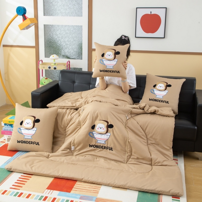 （总）照世家纺 2025新款多功能贴布绣大豆抱枕被【控价不能低于 40的58 45的75 50的89】