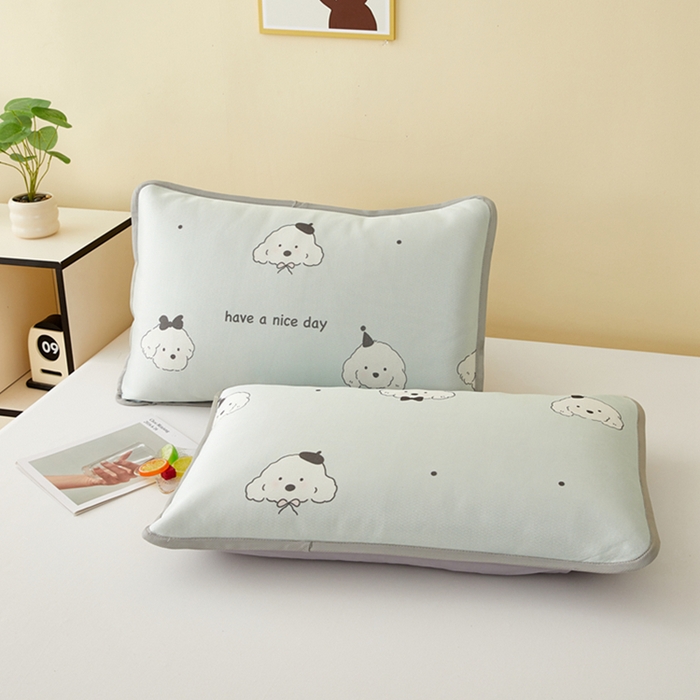 91家纺网 家纺一手货源 找家纺 翎盈家纺 2025新款600D冰丝枕套  快乐狗