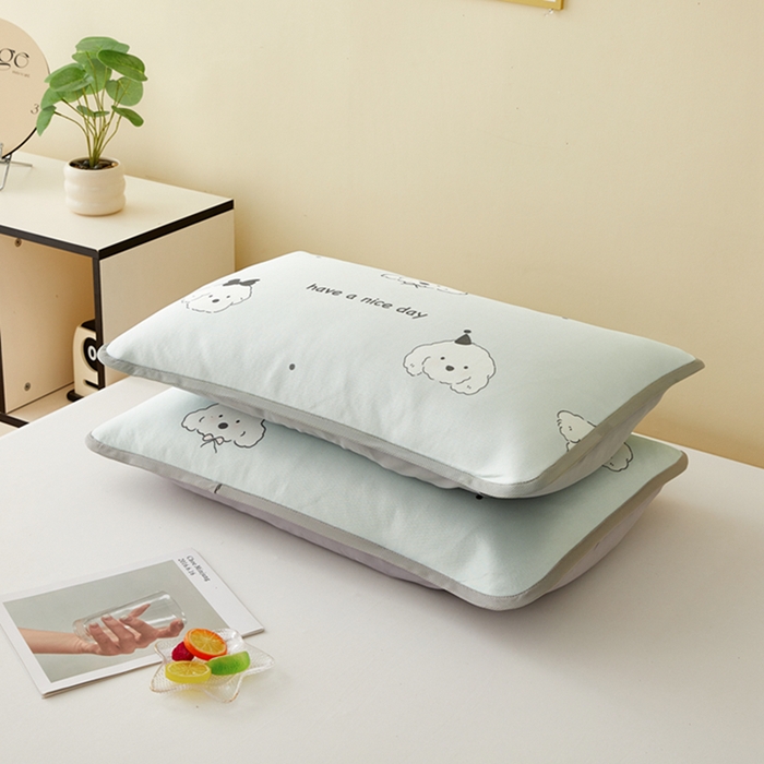 91家纺网 家纺一手货源 找家纺 翎盈家纺 2025新款600D冰丝枕套  快乐狗