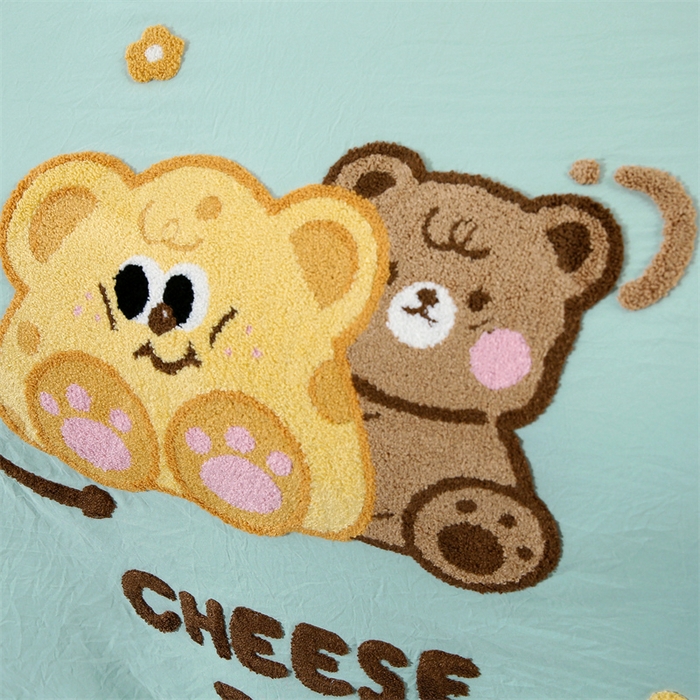 91家纺网 家纺一手货源 找家纺 （总）优米家纺 2025新款A类水洗棉毛巾绣四件套-奶酪小熊