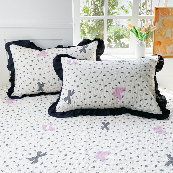 91家纺网 家纺一手货源 找家纺 佳品居 2025新款A类水洗棉夹棉夏被床盖四件套-赫本风 赫本风-蝴蝶花