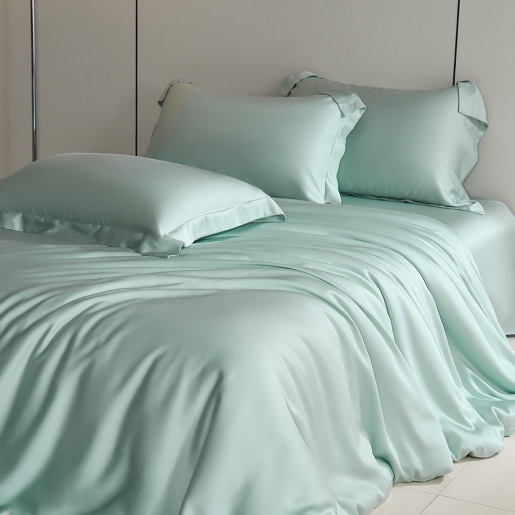 91家纺网 家纺一手货源 找家纺 简爱家纺 2025亲肤舒适60s兰精天丝四件套【可授权】 艾绿