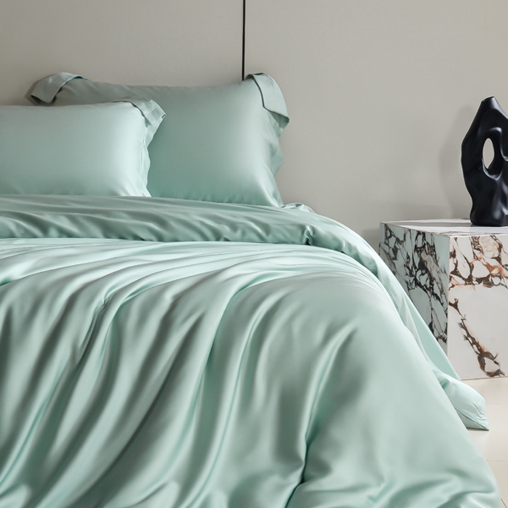 91家纺网 家纺一手货源 找家纺 简爱家纺 2025亲肤舒适60s兰精天丝四件套【可授权】 艾绿