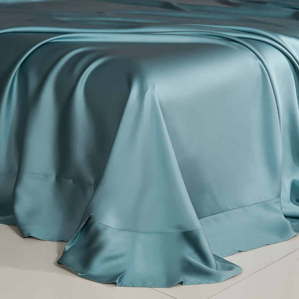 91家纺网 家纺一手货源 找家纺 简爱家纺 2025亲肤舒适60s兰精天丝四件套【可授权】 冰蓝色