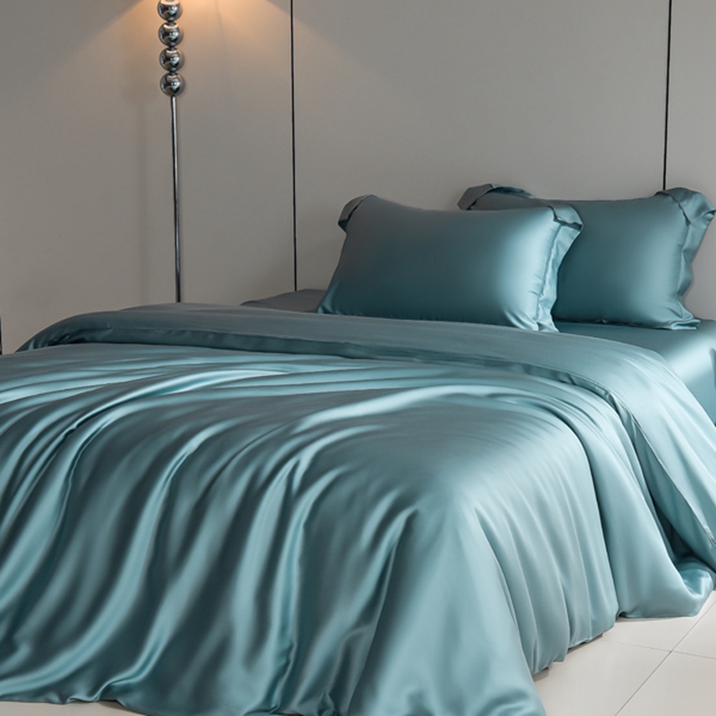 91家纺网 家纺一手货源 找家纺 简爱家纺 2025亲肤舒适60s兰精天丝四件套【可授权】 冰蓝色