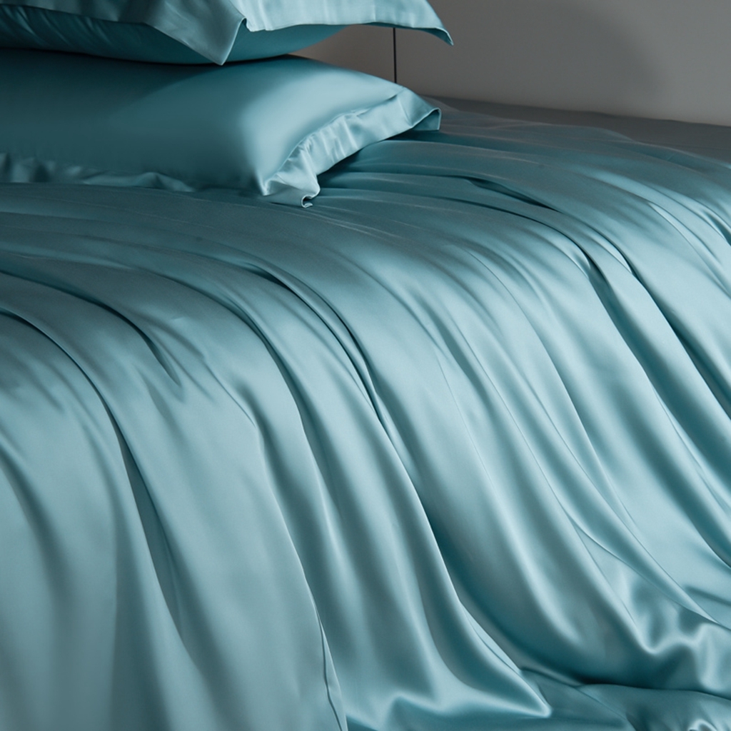 91家纺网 家纺一手货源 找家纺 简爱家纺 2025亲肤舒适60s兰精天丝四件套【可授权】 冰蓝色