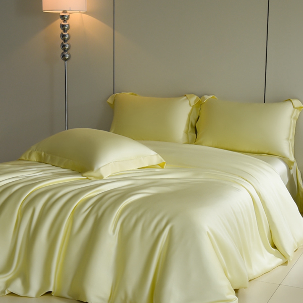 91家纺网 家纺一手货源 找家纺 简爱家纺 2025亲肤舒适60s兰精天丝四件套【可授权】 奶油黄