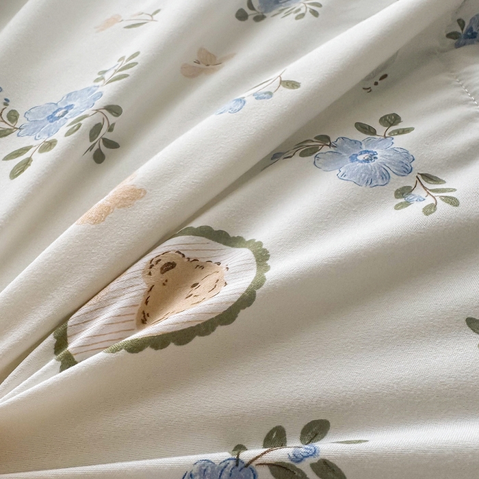 91家纺网 家纺一手货源 找家纺 优尚家纺 2025新款水洗棉棉花夏被 花卉清新系列-青花韵