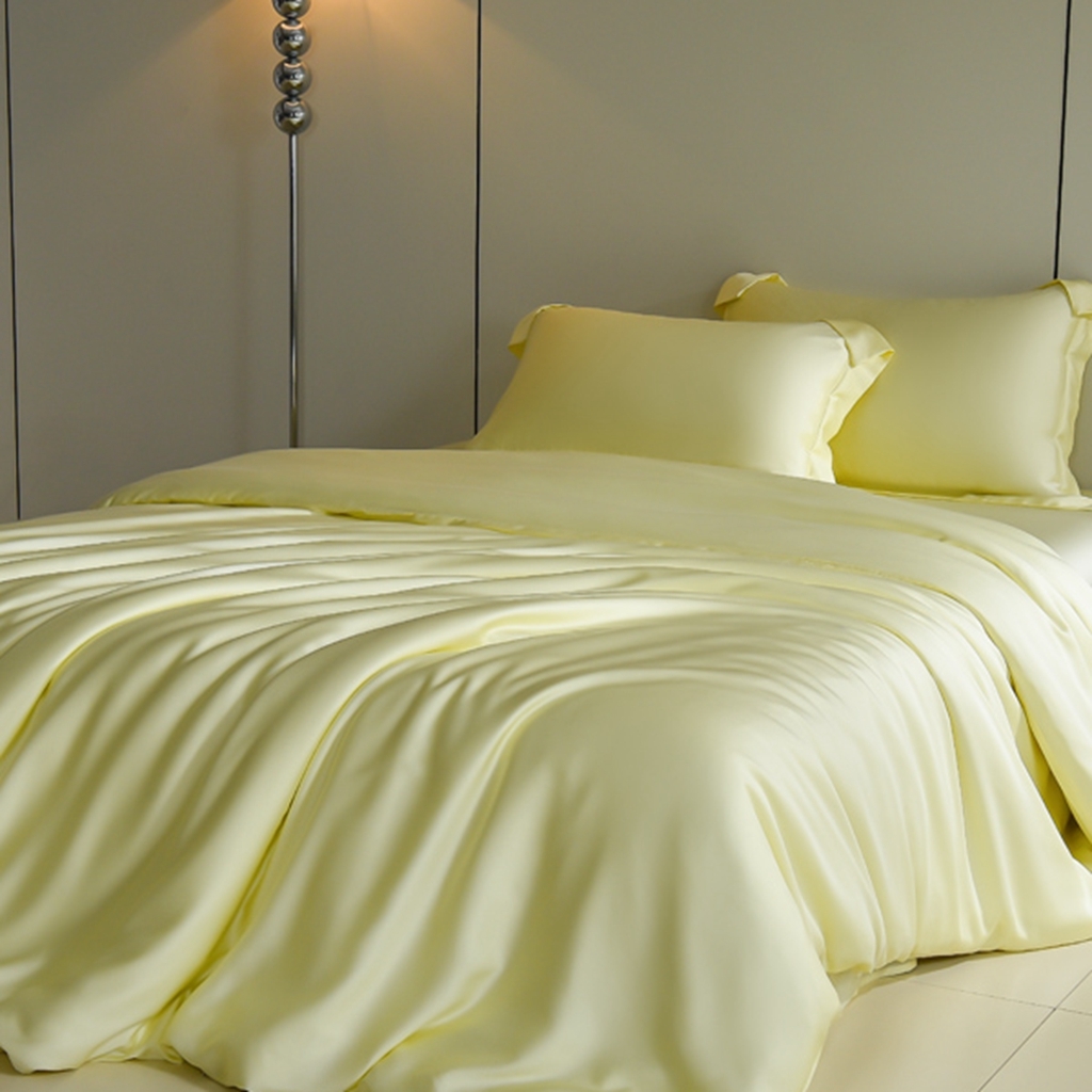 91家纺网 家纺一手货源 找家纺 简爱家纺 2025亲肤舒适60s兰精天丝四件套【可授权】 奶油黄