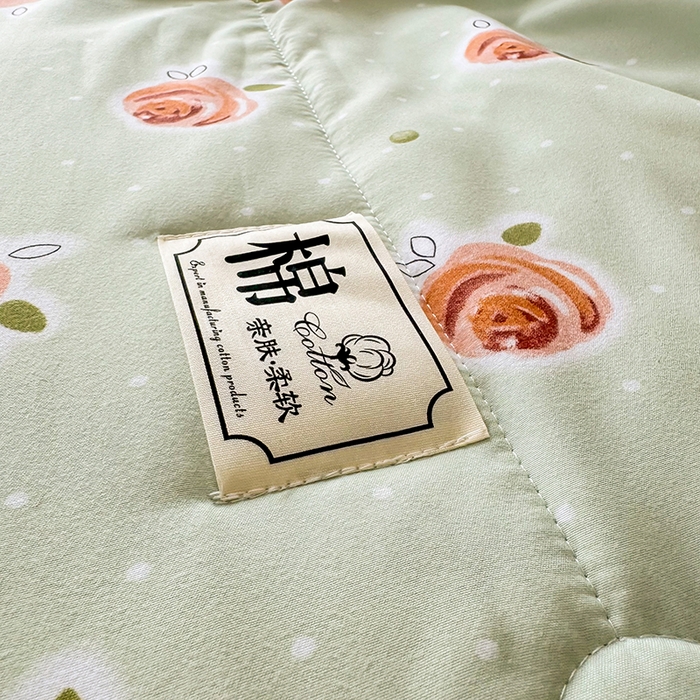 91家纺网 家纺一手货源 找家纺 优尚家纺 2025新款水洗棉棉花夏被 花卉清新系列-浅夏玫瑰