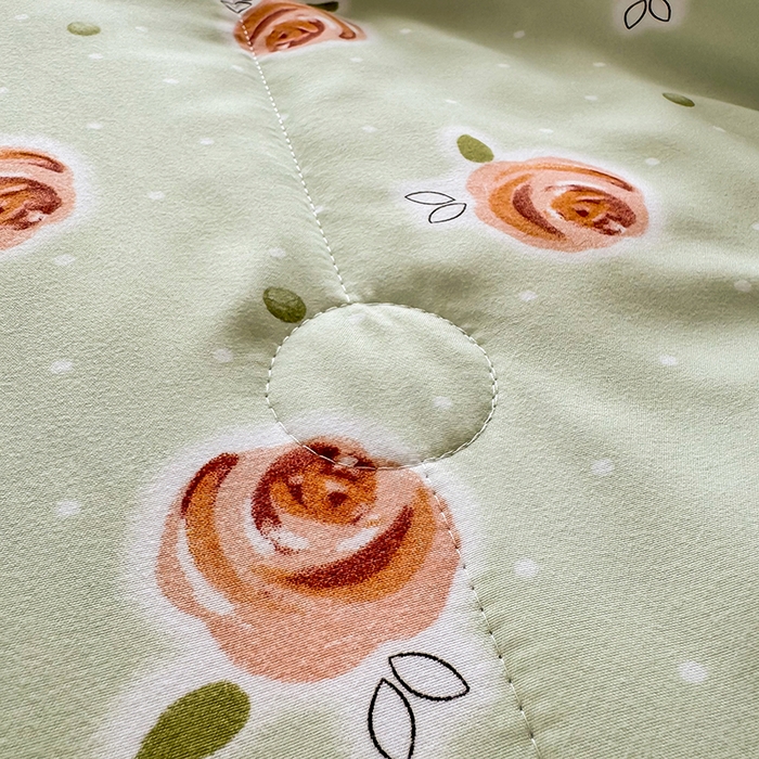 91家纺网 家纺一手货源 找家纺 优尚家纺 2025新款水洗棉棉花夏被 花卉清新系列-浅夏玫瑰