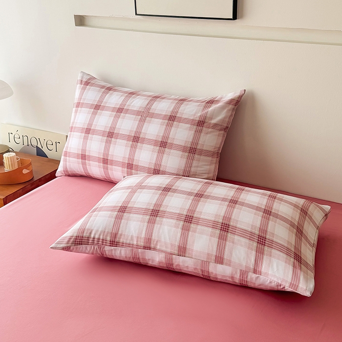 91家纺网 家纺一手货源 找家纺 优尚家纺 2025新款水洗棉棉花夏被 无印风系列-粉韵格