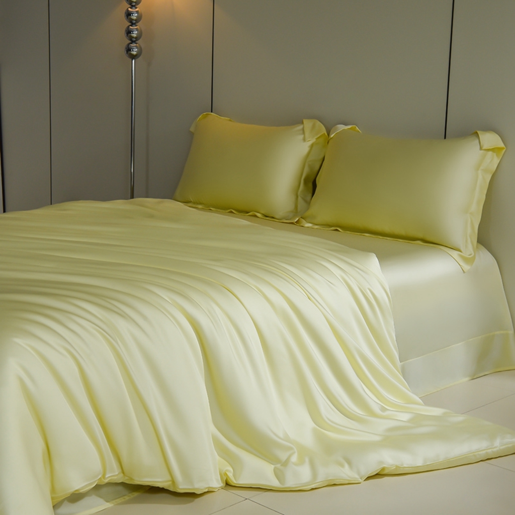 91家纺网 家纺一手货源 找家纺 简爱家纺 2025亲肤舒适60s兰精天丝四件套【可授权】 奶油黄