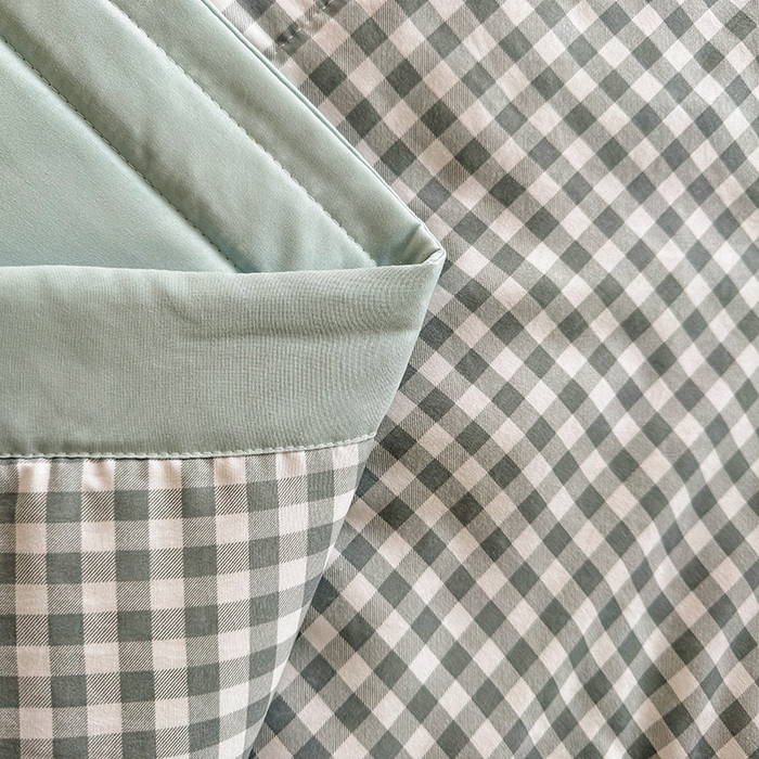 91家纺网 家纺一手货源 找家纺 优尚家纺 2025新款水洗棉棉花夏被 无印风系列-蓝小格