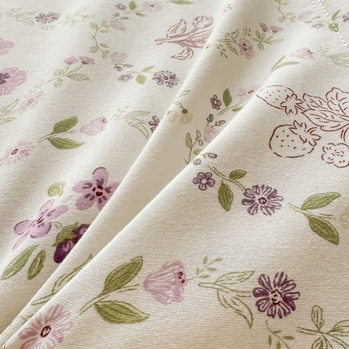 91家纺网 家纺一手货源 找家纺 优尚家纺 2025新款水洗棉棉花夏被 花卉清新系列-烟萝紫