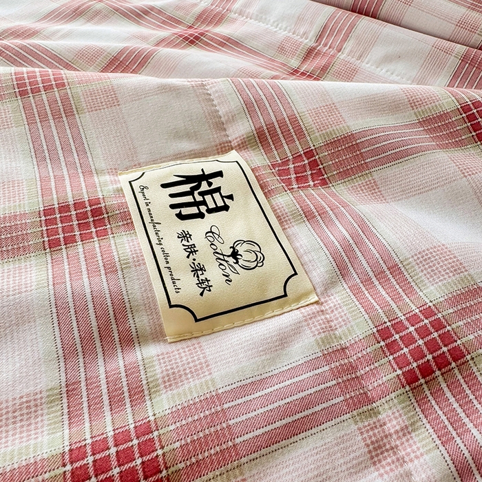 91家纺网 家纺一手货源 找家纺 优尚家纺 2025新款水洗棉棉花夏被 无印风系列-粉韵格