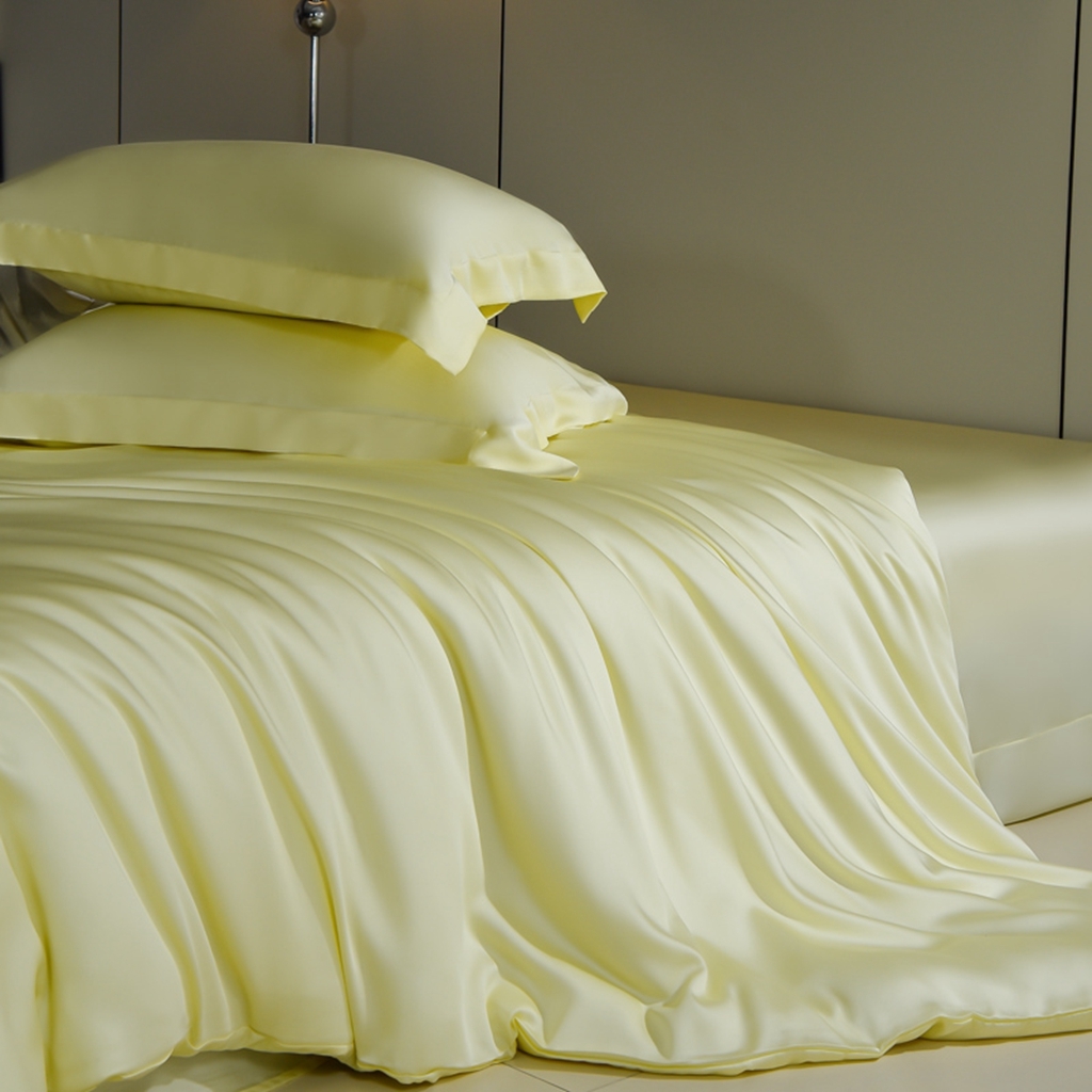 91家纺网 家纺一手货源 找家纺 简爱家纺 2025亲肤舒适60s兰精天丝四件套【可授权】 奶油黄