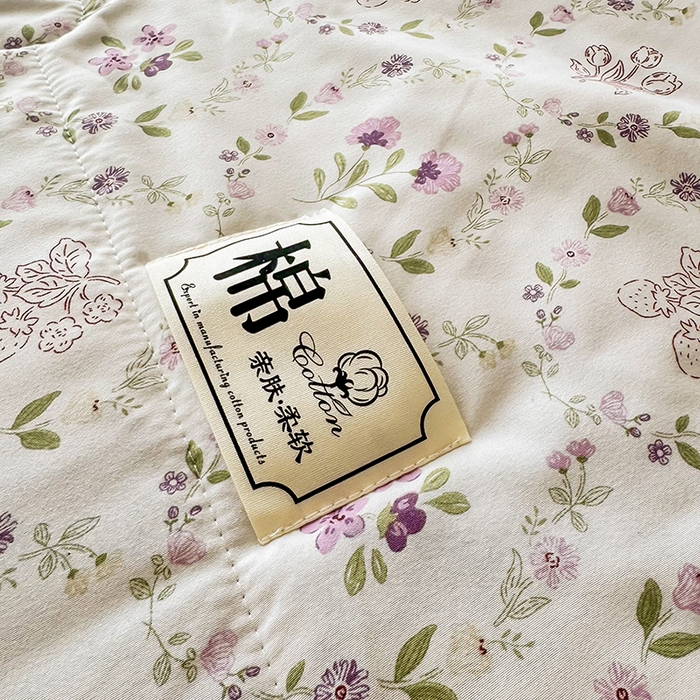 91家纺网 家纺一手货源 找家纺 优尚家纺 2025新款水洗棉棉花夏被 花卉清新系列-烟萝紫