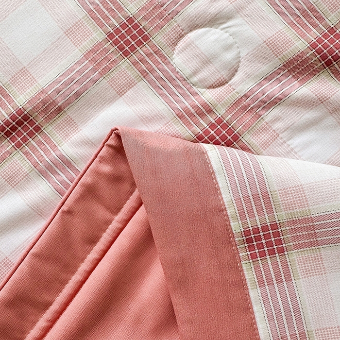 91家纺网 家纺一手货源 找家纺 优尚家纺 2025新款水洗棉棉花夏被 无印风系列-粉韵格