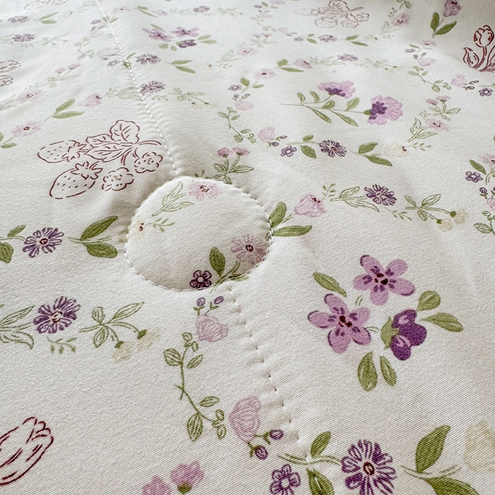 91家纺网 家纺一手货源 找家纺 优尚家纺 2025新款水洗棉棉花夏被 花卉清新系列-烟萝紫