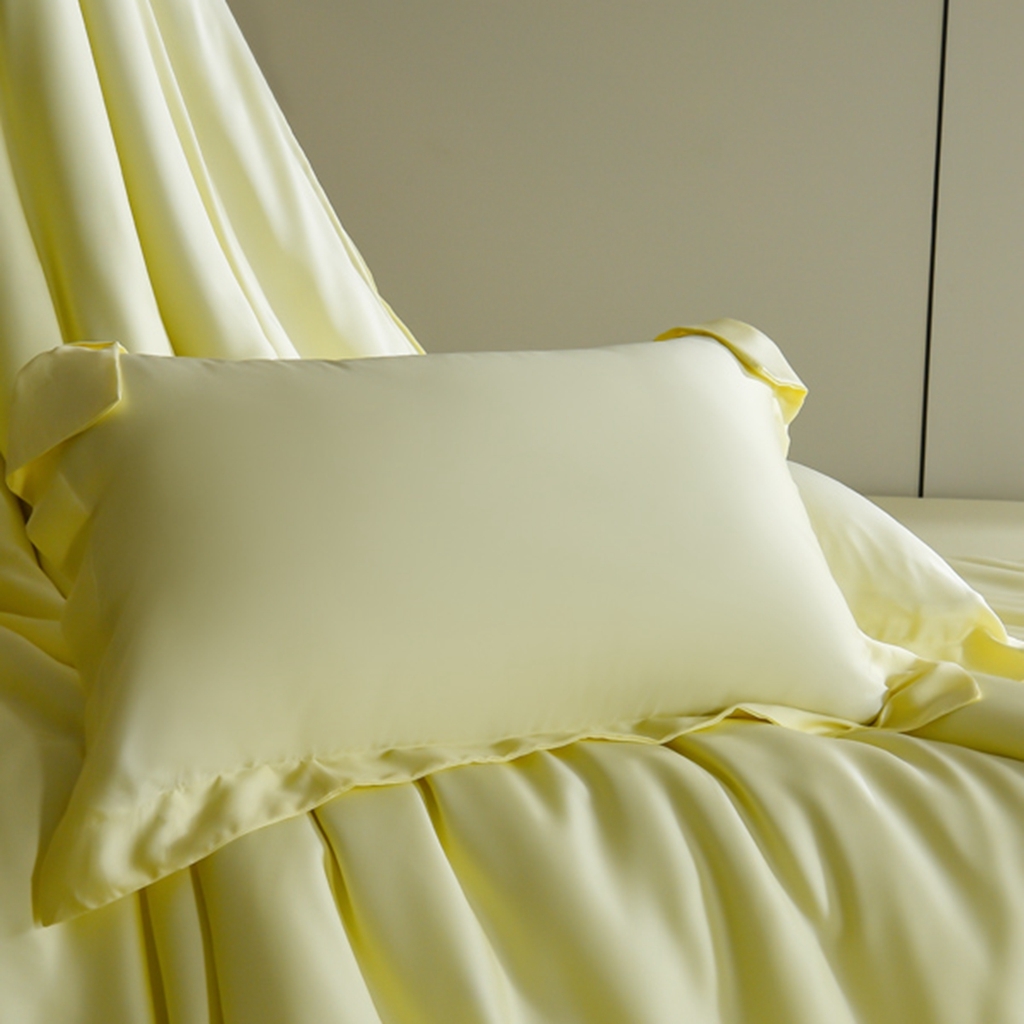 91家纺网 家纺一手货源 找家纺 简爱家纺 2025亲肤舒适60s兰精天丝四件套【可授权】 奶油黄