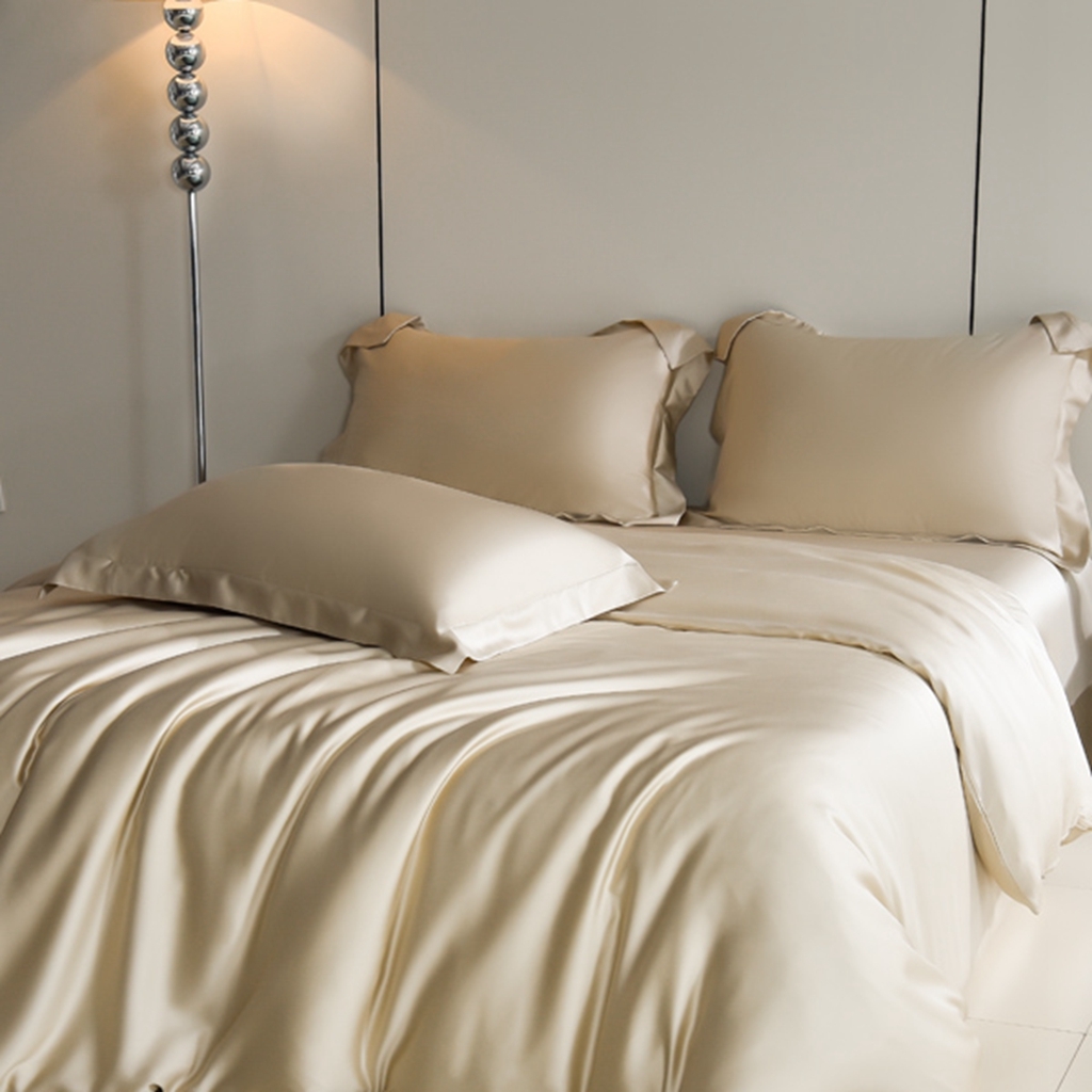 91家纺网 家纺一手货源 找家纺 简爱家纺 2025亲肤舒适60s兰精天丝四件套【可授权】 浅茶色