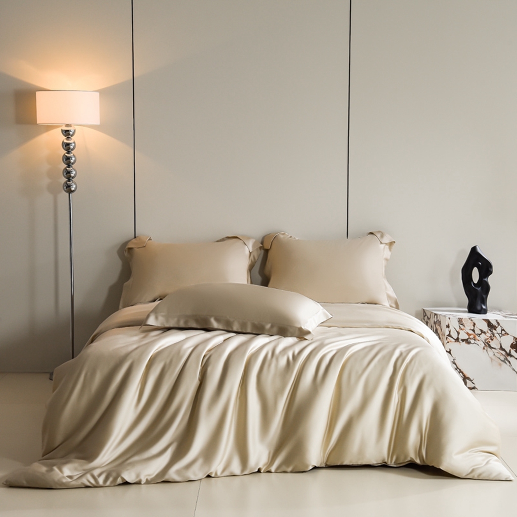 91家纺网 家纺一手货源 找家纺 简爱家纺 2025亲肤舒适60s兰精天丝四件套【可授权】 浅茶色