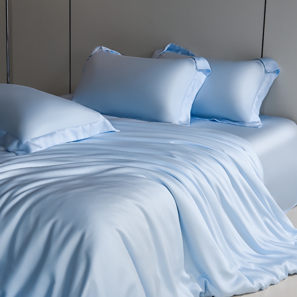 简爱家纺 2025亲肤舒适60s兰精天丝四件套【可授权】 浅天蓝
