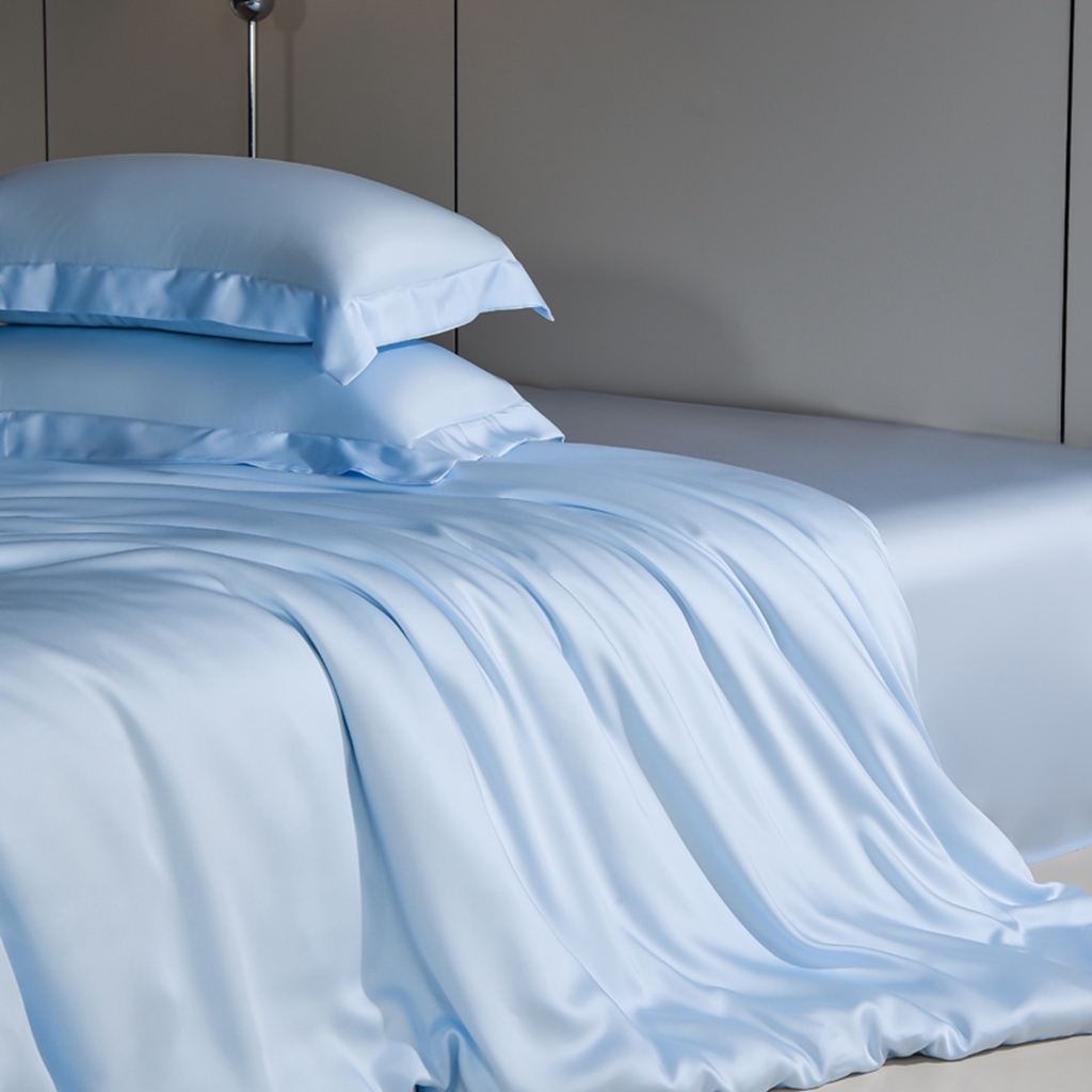 91家纺网 家纺一手货源 找家纺 简爱家纺 2026亲肤舒适60s兰精天丝四件套【可授权】 浅天蓝