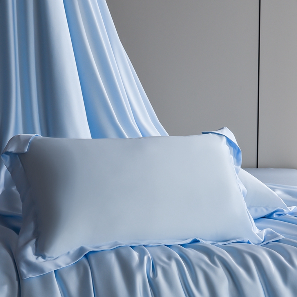 91家纺网 家纺一手货源 找家纺 简爱家纺 2026亲肤舒适60s兰精天丝四件套【可授权】 浅天蓝