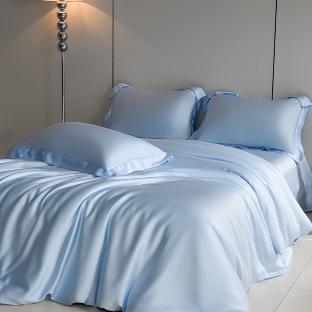 91家纺网 家纺一手货源 找家纺 简爱家纺 2026亲肤舒适60s兰精天丝四件套【可授权】 浅天蓝