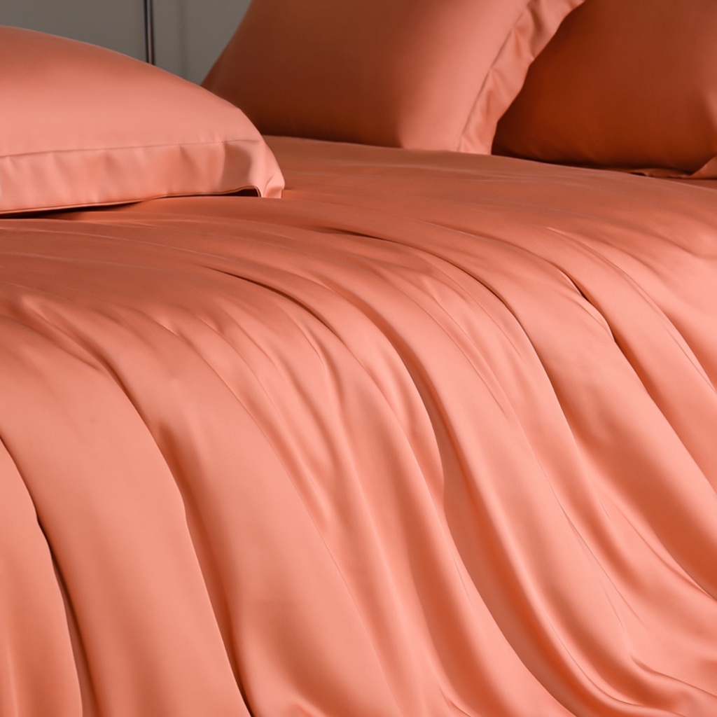 91家纺网 家纺一手货源 找家纺 简爱家纺 2025亲肤舒适60s兰精天丝四件套【可授权】 秋橘色