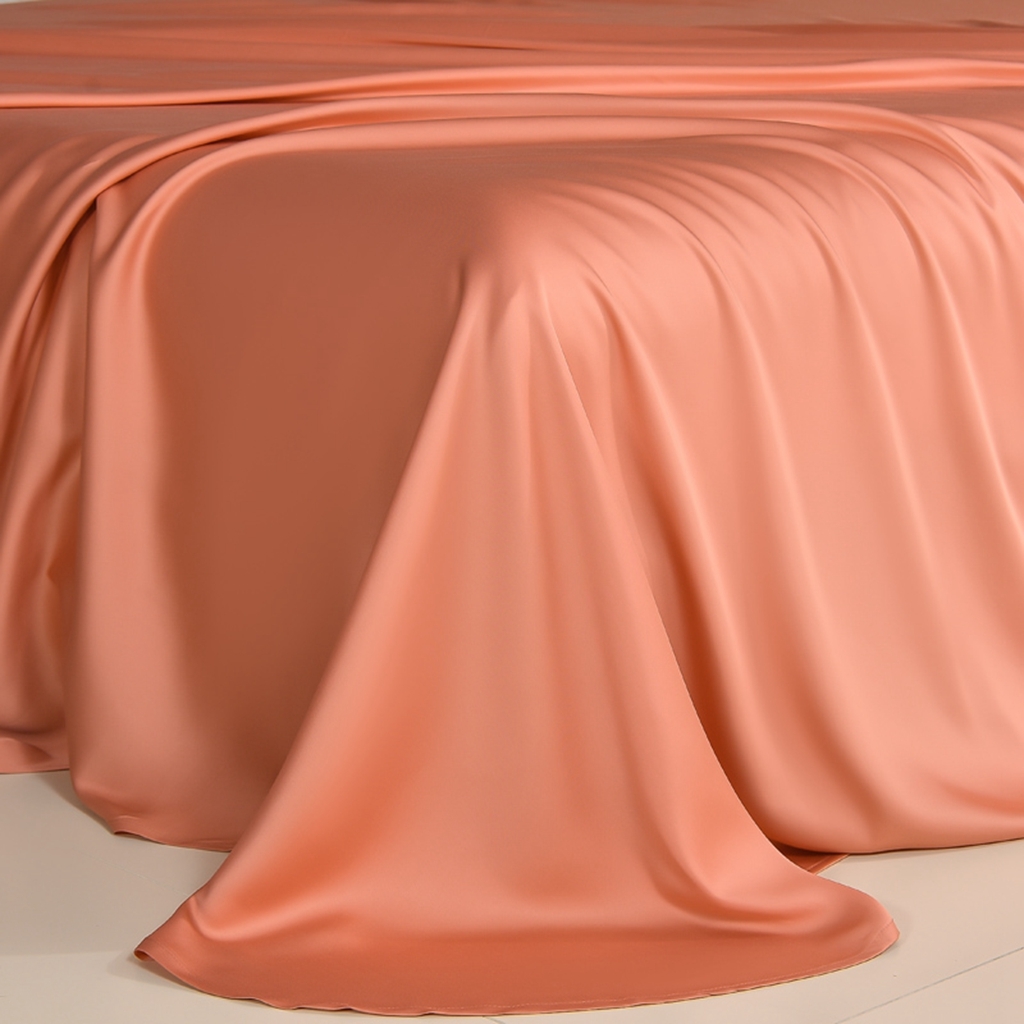 91家纺网 家纺一手货源 找家纺 简爱家纺 2025亲肤舒适60s兰精天丝四件套【可授权】 秋橘色