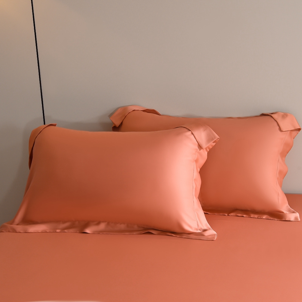 91家纺网 家纺一手货源 找家纺 简爱家纺 2025亲肤舒适60s兰精天丝四件套【可授权】 秋橘色